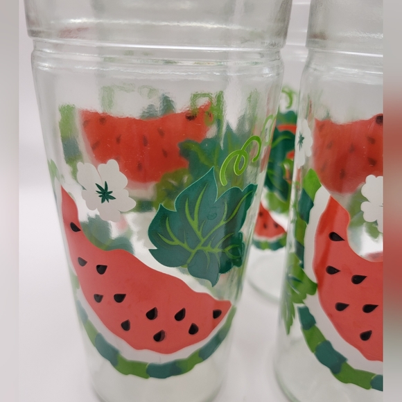 Vintage Set of 4 Watermelon Tumblers by ANCHOR HOCKING. Summer Glasses. - Picture 2 of 6